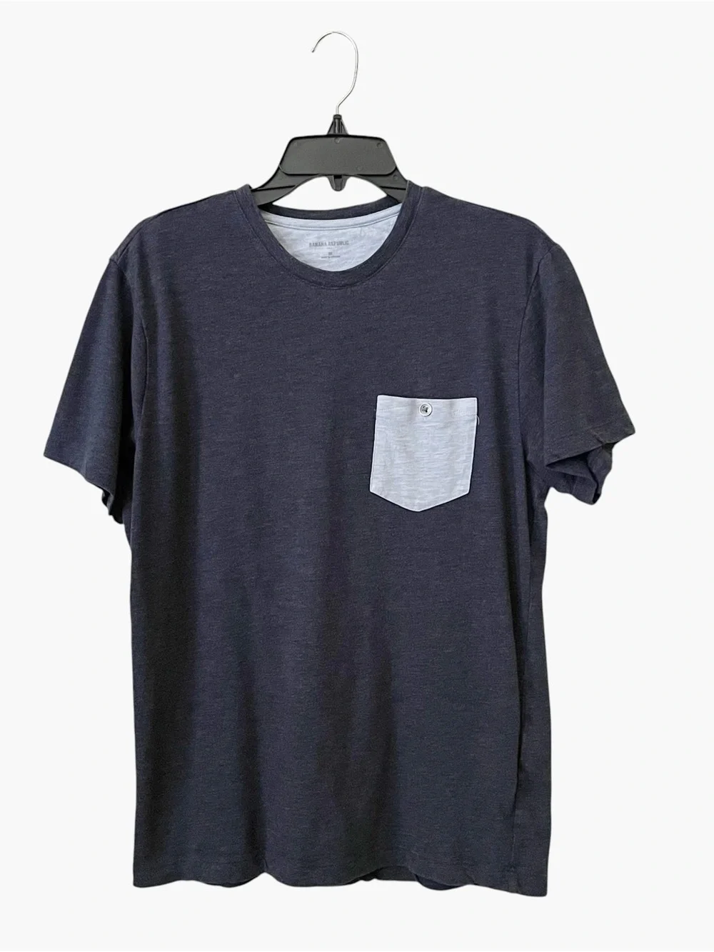 Banana Republic Crewneck Pocket Tee Men's Size M Blue Cotton Easy Care Casual